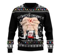 Men's Christmas Jumper Unisex Xmas Sweatshirt Fairisle Christmas Tree Reindeer Snowflakes Novelty Pullover Sweater Classic Sweatshirt Pull Over Jumper Top Happy Holidays Clothing (Black-3,L)