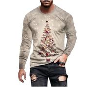 Men's Christmas Jumper Xmas Tree 3D Printed Sweatshirt Mens Crew Neck Pullover Long Sleeve Shirt Festival Novelty Tunic Tops Funny Family Party Sweatshirts Autumn Winter Comfort Hoodie Plus Size
