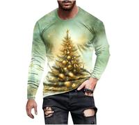 Men's Christmas Jumper Xmas Tree 3D Printed Sweatshirt Mens Crew Neck Pullover Long Sleeve Shirt Festival Novelty Tunic Tops Funny Family Party Sweatshirts Autumn Winter Comfort Hoodie Plus Size