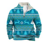 Men's Christmas Jumper XXXL Quarter Zip Pullover Long Sleeve Top White Golf Sweater Work Jacket Hoodie Plain Sweatshirt No Hood Sale Electric Body Warmer