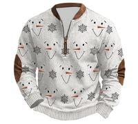 Men's Christmas Jumpers 1/4 Zip Fleece Ugly Christmas Sweatshirt Pullover Men Long Sleeve Plus Size Funny Printed Xmas Jumper Winter Thermal Warm Cosy Xmas Sweatshirts Sweaters