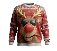Men's Christmas Jumpers 3D Graphic Christmas Sweatshirt Funny Long Sleeve Pullover Shirt Crewneck Xmas Sweatshirts Unisex Fleece Hoodie Hip Hop Couples Pullover Sportswear Elf T (Z13 Red,3XL)