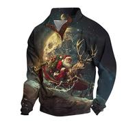 Mens Christmas Jumpers 3D Graphic Pullover 111 Men's Christmas Three Button Casual Fall And Winter Hoodie for Outdoor Holiday 333 Clotihing Xmas 222 (White, XXXXXL)