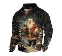 Mens Christmas Jumpers 3D Graphic Pullover Funny Men's Christmas Three Button Casual Fall And Winter Hoodie for Outdoor Holiday 333 Outfits Xmas 222 (White, M)