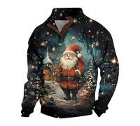 Mens Christmas Jumpers 3D Graphic Pullover Funny Men's Christmas Three Button Casual Fall And Winter Hoodie for Outdoor Holiday 333 Outfits Xmas 222 (Red, S)