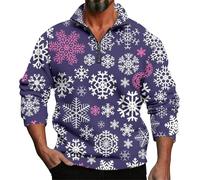 Mens Christmas Jumpers 3D Graphic Pullover Funny Men's Spring Autumn Winter Long Sleeve Christmas 3D Printing Casual Personality Comfortable Loose One Third for Outdoor Holiday 333 Outfits (Purple, L)