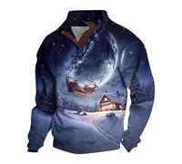Mens Christmas Jumpers 3D Graphic Pullover Ugly Men's Christmas Three Button Casual Fall Winter Hoodie for Outdoor Holiday Party Clotihing Xmas Gifts (Yellow, XXXXXL)