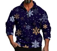 Mens Christmas Jumpers 3D Graphic Pullover Ugly Men's Spring Autumn Winter Long Sleeve Christmas 3D Printing Casual Personality Comfortable Loose One Third for Outdoor Holiday Party (Purple, XXXL)