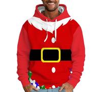 Mens Christmas Jumpers 3D Printed Casual Christmas Hoodies Holiday Pullover Tops Couples Xmas Party Cool Tracky Hooded Jumper with Pocket Rudolph Sweatshirt Work Hipster Casual Hoodie Xmas Costumes
