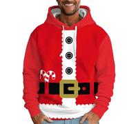 Mens Christmas Jumpers 3D Printed Casual Christmas Hoodies Holiday Pullover Tops Couples Xmas Party Cool Tracky Hooded Jumper with Pocket Rudolph Sweatshirt Work Hipster Casual Hoodie Xmas Costumes