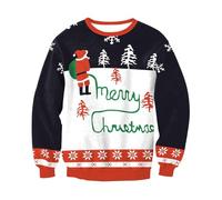 Mens Christmas Jumpers 3D Ugly Christmas Santa Claus Print 1/4 Zip Top Long Sleeve Half Zip Jumper Casual Warm Sweatshirt Ugly Xmas Pullover Top Elf Tshirt (Black,L)
