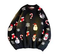 Mens Christmas Jumpers Cashmere Sweaters Ugly Christmas Printed Knitted Jumper Sweater Round Neck Long Sleeve Pullover Novelty Xmas Graphic Oversized Tops Sweatshirt Holiday Festival Clothes S-4XL