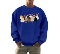 Men's Christmas Jumpers Novelty Elf Reindeer Ugly Sweater Unisex Family Xmas Jumper Top Crewneck Long Sleeve Top Classic Cotton Winter Sweatshirt Festive Santa Tops (Blue,M)