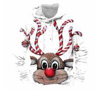 Mens Christmas Jumpers Reindeer Hooded Sweatshirt Long Sleeve Drawstring Hooded Jumper for Men,Novelty Funny Hoodies Fleece Lined Pullover Tops Ugly Christmas Sweater Happy Holidays Clothing M-3XL