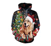 Men's Christmas Jumpers Unisex Novelty Long Sleeve Crew Neck Christmas Sweaters Ugly Xmas Tree Reindeer Elf Print Pullover Sweatshirt Casual Loose Blouse Festive Santa Tops (Khaki,5XL)