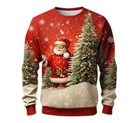 Mens Christmas Jumpers Wool for Men UK Turtleneck Jumper Funny Xmas Winterpullover Warm Lightweight Pullover Men's Turtle Neck Hoodie Ladies Round Merry Printed Black Ugly Tshirt Red-H 6XL