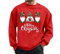 Mens Christmas Jumpers Xmas Novelty Pullover Snowflakes Santa Claus Sweatshirt 3D Printed Snowman Christmas Jumpers for Men Long Sleeve Crew Neck Pullover Sweater Red