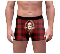 Mens Christmas Lingerie, Woven Boxers for Men, Underwear Loose Festive Costumes Plus Size Boxers Reindeer Snowflake Santa Claus Printed Retro 3d Novelty Xmas Underpants Breathable Comfortable Soft