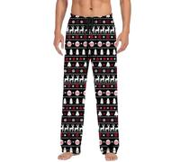 Mens Christmas Lounge Pants, Mens Novelty Pyjamas Bottoms Christmas Xmas Printed Lounge Pants Casual Soft and Cosy Sleepwear Pants Pj Bottom for Men Casual Elastic Waist Pants with Drawstring Black