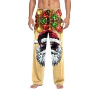 Men's Christmas Pajama Pants Cozy Lounge Pant Funny Print Xmas PJ Bottoms Elastic Waist Casual Loose Sleep Trousers Green