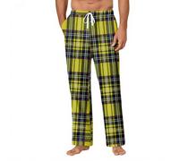 Men's Christmas Pajama Pants Soft Cosy Flannel Plaid Straight Leg Pj Bottoms Plus Size Loose Fit Lounge Trousers Sleepwear with Pockets A-Red,M