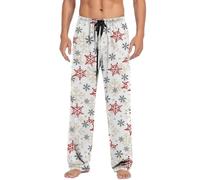 Mens Christmas Pajamas Flannel Checked Design Pants Drawstring Waist Adjustable Nightwear Funny Print Trousers Soft & Comfortable Loungewear with Pockets Relaxed Fit Homewear White
