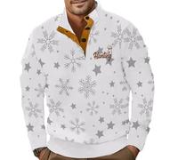 Men's Christmas Printed Sweatshirt - Hoodie with Mao Collar with Buttons Long Sleeve Casual Pullover Chic and Elegant Funny Loose Fit Sportwear Autumn Winter Christmas Sweatshirt for Party