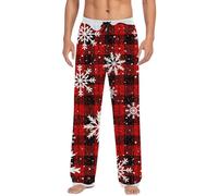 Mens Christmas Pyjamas Xmas PJ Pants Casual Elastic Waist Gonk Elk Print Pajama With Drawstring Bottoms Jogging Sleepwear Trousers Nightwear Loungewear (81-Brick Red, M)