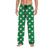 Mens Christmas Pyjamas Xmas PJ Pants Mens Casual Elastic Waist Pants Gonk Elk Print Pajama Pants With Drawstring Pj Bottoms Jogging Sleepwear Bottoms Trousers Nightwear Loungewear Pants (31-Green, XL)