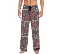Mens Christmas Pyjamas Xmas PJ Pants Mens Casual Elastic Waist Pants Gonk Elk Print Pajama Pants with Drawstring Pj Bottoms Jogging Sleepwear Bottoms Trousers Nightwear Loungewear Pants (33-Red, L)