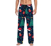 Mens Christmas Pyjamas Xmas PJ Pants Mens Casual Elastic Waist Pants Gonk Elk Print Pajama Pants with Drawstring Pj Bottoms Jogging Sleepwear Bottoms Trousers Nightwear Loungewear Pants (32-C, L)
