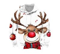 Men's Christmas Reindeer Hoodie UK Clearance Novelty Funny Xmas Sweatshirt Drawstring Hooded Jumpers Long Sleeve Pullover Fleece Lined Hoodies Ugly Christmas Sweaters Happy Holidays Clothing