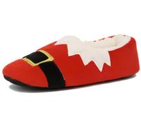 Men's Christmas Santa Suit Novelty Slippers, Red and White, Fleece Lined, Slip-On House Shoes Size UK 6-11 (Red, 7, UK Footwear Size System, Adult, Men, Numeric, Medium, 7)