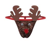 Men's Christmas Sexy String Thongs Xmas Low Rise Reindeer Underwear Big Pouch Sports Bikini String Lightweight Lingerie Soft Comfy Panties Briefs Male Tagless Mini Bottoms Tanga