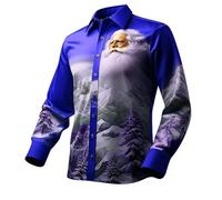 Mens Christmas Shirt Funny, Men's Button-Down Shirts, Funny 3D Snowman Print Long Sleeve Casual Button Down Tshirt Top Hawaiian Costume Festive Holiday Party