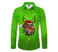 Men's Christmas Shirt Men's Christmas Long Sleeve Casual Shirt Funny Button Down Collar Long Sleeve Shirts Hawaiian Shirt Xmas Christmas Shirt Christmas Shirt