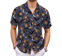 Men's Christmas Shirt Men's Halloween Shirt Short Sleeve Button Down Hawaiian Shirt Xmas Print Santa Shirt Casual Bowling Holiday Beach Shirts Tops (UK, Alpha, 3XL, Regular, Regular, #3)