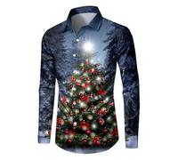 Men's Christmas Shirt Xmas Hawaiian Shirts Santa Claus Reindeer Shirt 3D Funny Printed Shirt Tops Button Down Shirt Xmas Lapel Shirt Soft Comfortable Vacation Shirt for Men