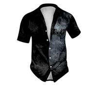 Mens Christmas Shirt Xmas Printed Long Sleeve Fancy Shirts Button Down Cotton Novelty Snowman Santa Bell Collared Casual Event Festive Holiday Party Top Teen Graphic Tees Zombie Costume Adult, XXL