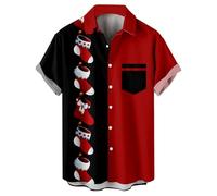 Men's Christmas Shirts Button Down Short Sleeve Funny Printed Hawaiian Aloha Santa Shirts Christmas Hawaiian Shirts for Men Xmas Sweatsh Tropical Beach Vacation Holiday Party Tshirt