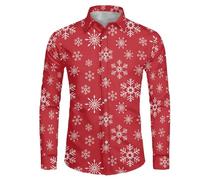 Mens Christmas Shirts UK, Dress Shirts for Men Adult, Funny 3D Snowman Print Long Sleeve Casual Button Down Tshirt Top Party Holiday Shirt