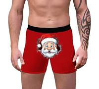 Mens Christmas Shorts, Woven Boxers for Men, Boxers Reindeer Snowflake Santa Claus Printed 3d Novelty Xmas Underpants Breathable Comfortable Soft Underwear Loose Festive Costumes Plus Size Retro