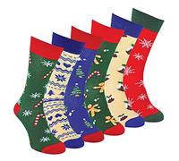 Mens Christmas Socks | Sock Snob | Novelty Colourful Stylish Funny Patterned Crew Xmas Socks (6-11, 6 Pack)