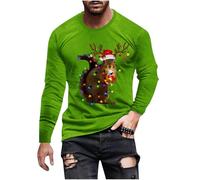 Men's Christmas Squirrel Sweatshirt Crewneck Shirt 3D Printed Pullover Ugly Xmas Jumper Funny Sweatshirt Novelty Blouse Tops Long Sleeve T-Shirt Comfortable Shirt Leisure Sportswear Green