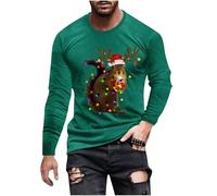 Men's Christmas Squirrel Sweatshirt Crewneck Shirt 3D Printed Pullover Ugly Xmas Jumper Funny Sweatshirt Novelty Blouse Tops Long Sleeve T-Shirt Comfortable Shirt Leisure Sportswear Mint Green