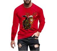 Men's Christmas Squirrel Sweatshirt Crewneck Shirt 3D Printed Pullover Ugly Xmas Jumper Funny Sweatshirt Novelty Blouse Tops Long Sleeve T-Shirt Comfortable Shirt Leisure Sportswear Red