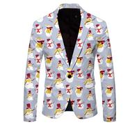 Mens Christmas Suits Blazer Men's Christmas Suit Longsleeve Suit Slim Fit Print Suit Jacket Banquet Casual Party Blazer Christmas Men Gentleman Xmas Blazer Jackets for Men Christmas Costume Men