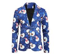 Mens Christmas Suits Blazer Suit Jackets for Men Christmas Prints Jackets Xmas Blazer New Year's Eve Party Button Coat Blazer Fancy Dress Christmas Jackets Mens Sexy Santa Outfit Men