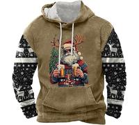 Men's Christmas sweatshirt, large size, vintage long sleeve printed funny casual pullover chic and elegant, warm, loose fit, autumn, winter, ugly, Christmas, party sweatshirt, Z10-coffee2, 3XL