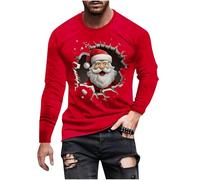 Mens Christmas Sweatshirt, Mens Santa Claus Printed Jumper Round Neck Pullover Long Sleeve Shirt, Xmas Funny Novelty Blouse Festive Lovely Tops Autumn Winter Casual Sweatshirts Oversized Activewear